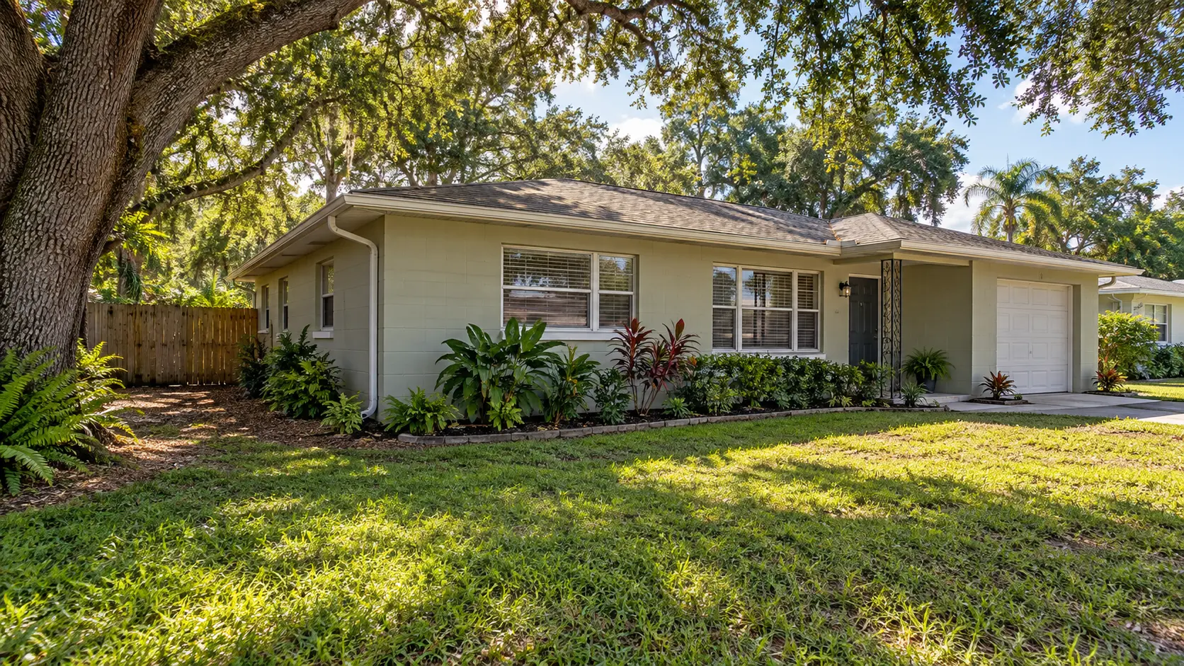 Older shaded block home in west Pasco County